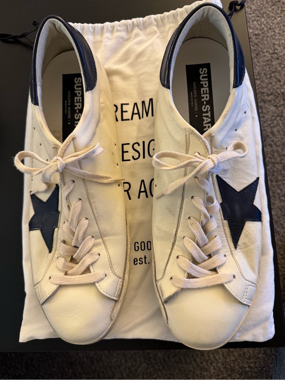 Golden Goose Cream Sneakers with Black Heel Tab